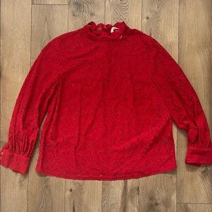 H&M Red Lace Long Sleeve Top